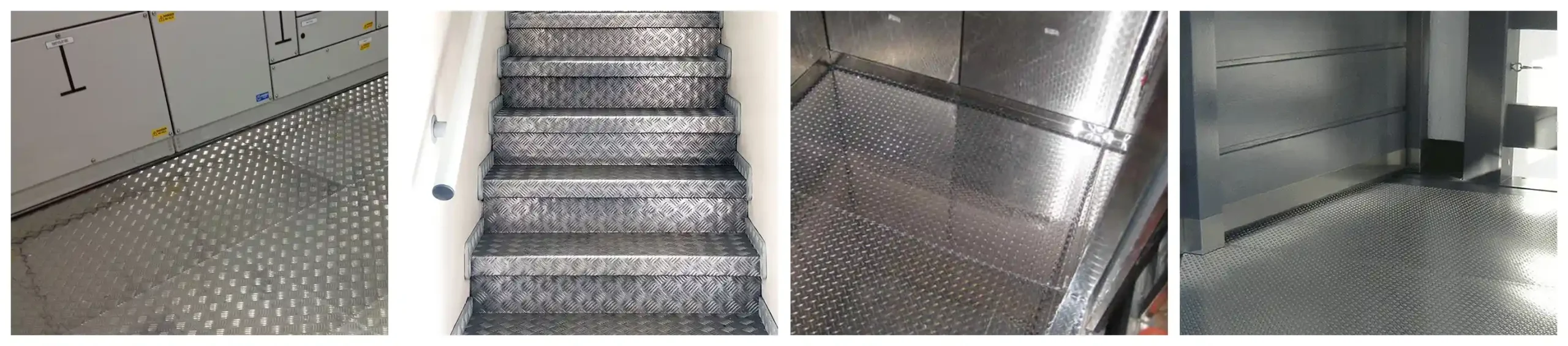 aluminum diamond checker plate coil in elevator, stairs